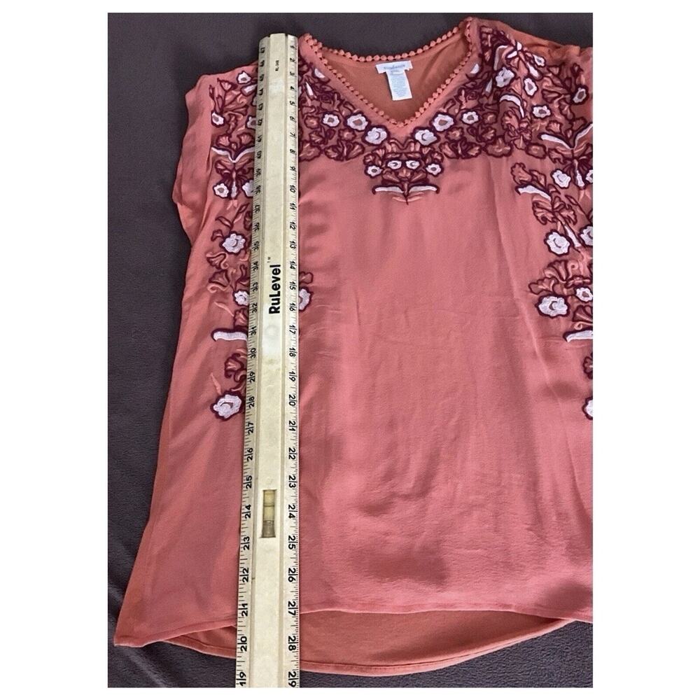 Sundance Sz M Wms Silk Embroidered Orange SS Boho Festival Colorful Lined Top - Picture 8 of 8